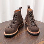 Lace-to-Toe Suede Lug Sole Boots for Men