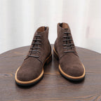 Men's Suede Plain Toe Back-Zip Lace-Up Ankle Dress Boots