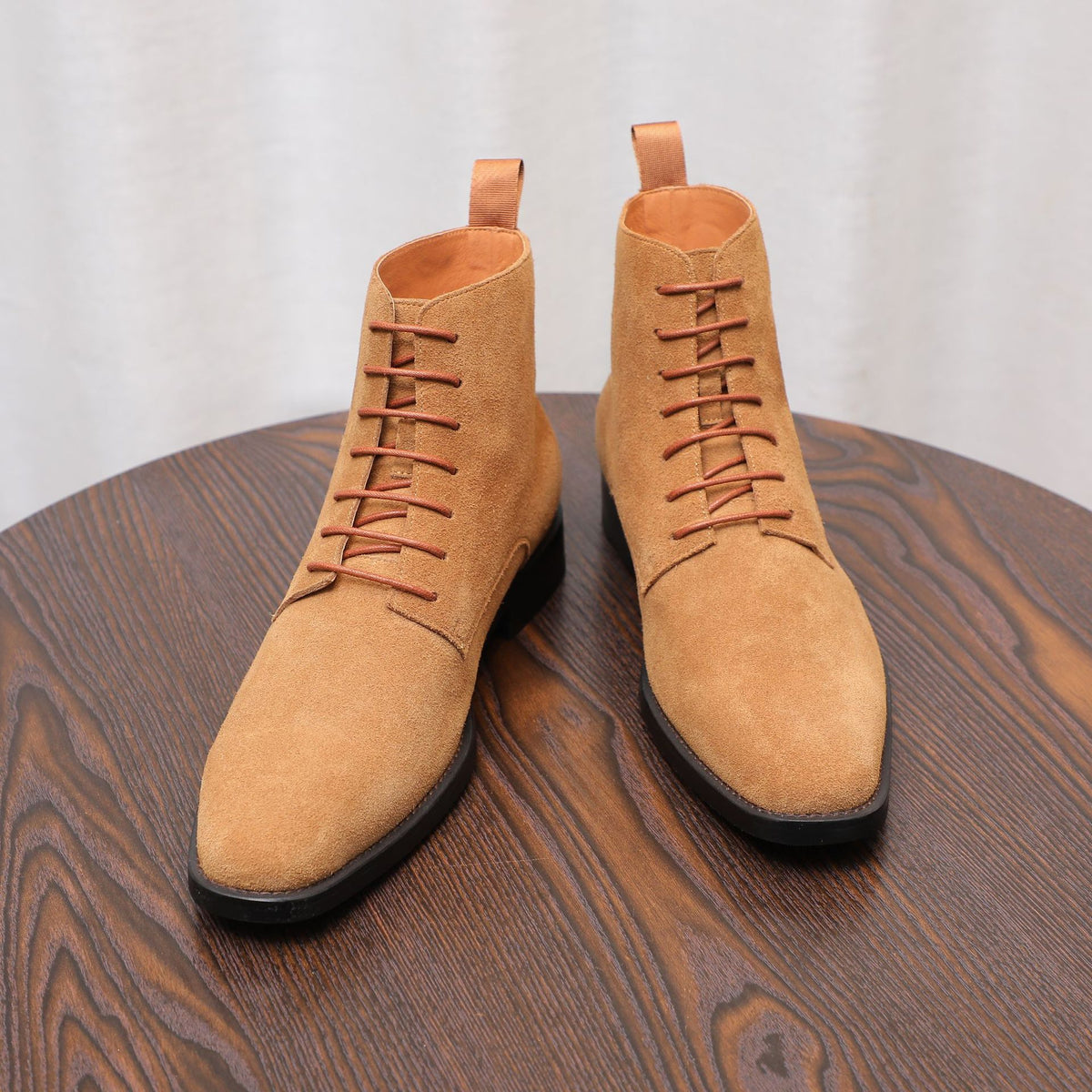 Men's Suede Chisel Plain Toe Lace-Up Ankle Dress Boots