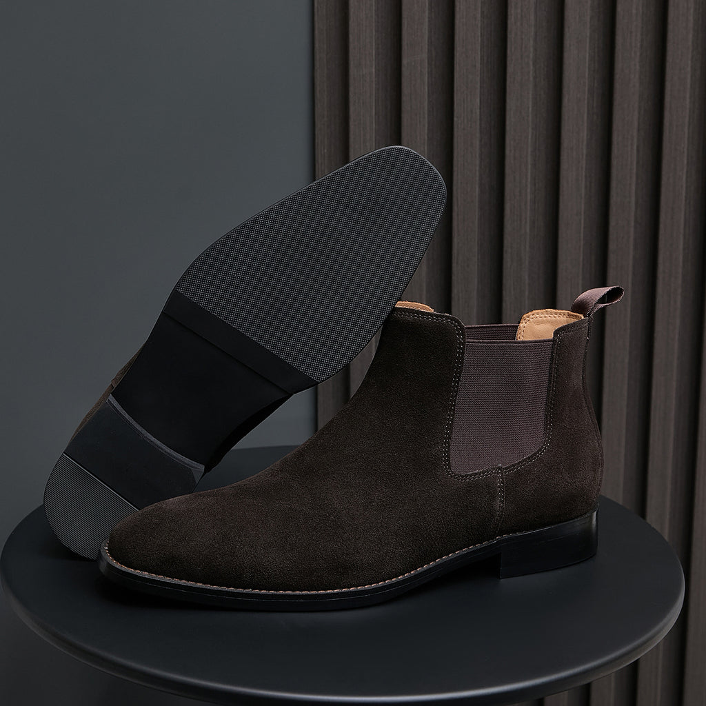 Chisel Plain Toe Suede Chelsea Boots for Men