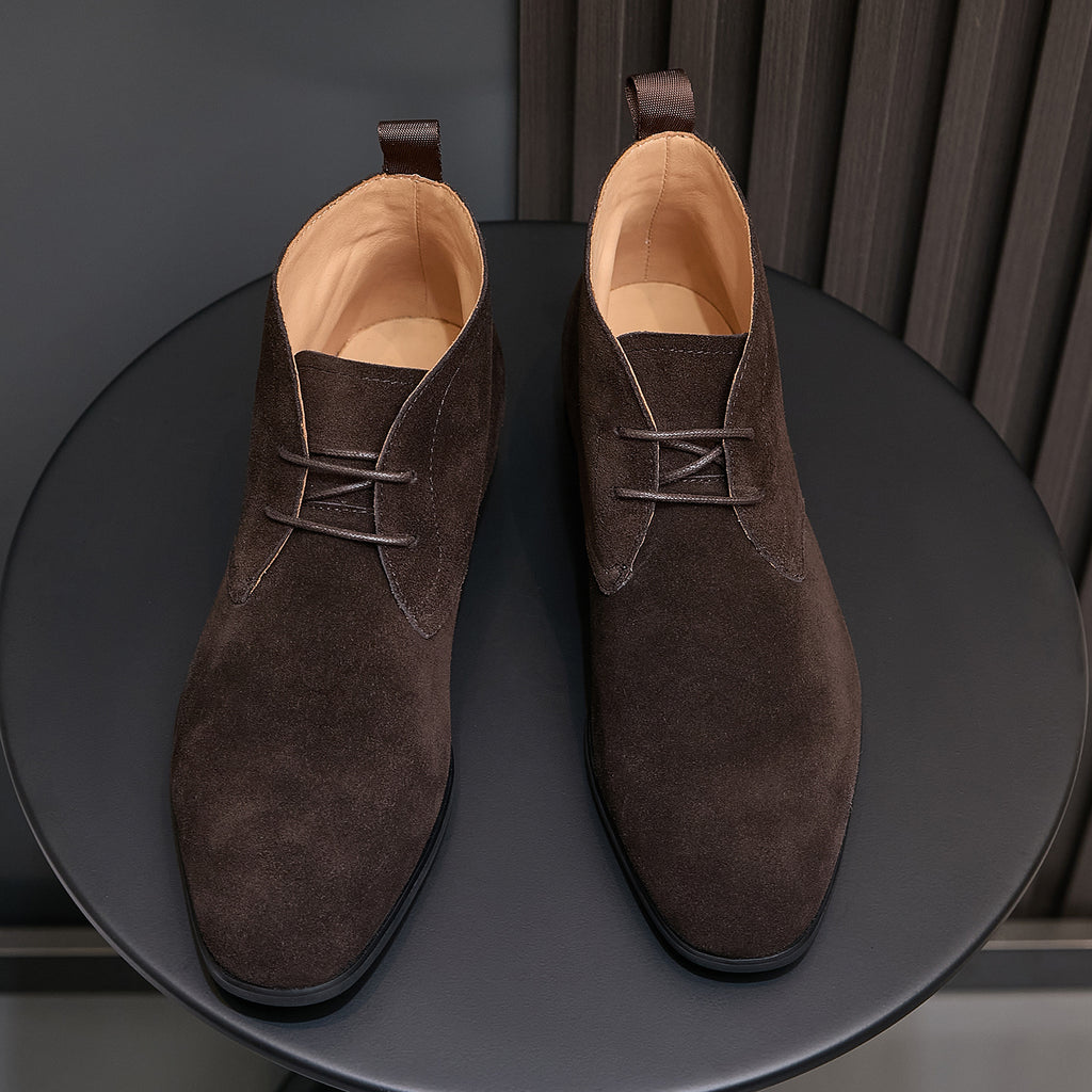 Men's Suede Chisel Plain Toe Lace-Up Chukka Dress Boots