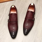 Men's Scaly Twin-Buckle Shoes: Fashion Elite-Groomsman Dress Shoes