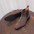 Men's Suede Chisel Plain Toe Elastic Chelsea Dress Boots