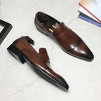 Brogue Slip-On Men's Business Casual Loafers Pointed Toe Dress Shoes