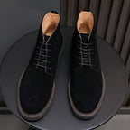 Men's Suede Plain Toe Stitched Welt Derby Ankle Boots
