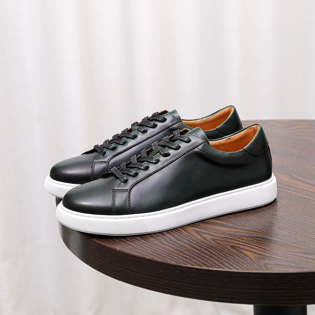 Men's Premium Minimalist Patina Leather Casual Sneakers
