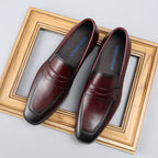 Chaussures habillées pour homme en cuir gaufré, à enfiler - Style britannique, bout pointu, tenue de ville formelle