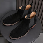 Almond Plain Toe Suede Chelsea Boots for Men