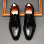 all leather men's Brogue dress shoes Business Lace-up Derby shoes