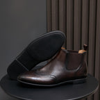 Wingtip Brogue Leather Chelsea Boots for Men