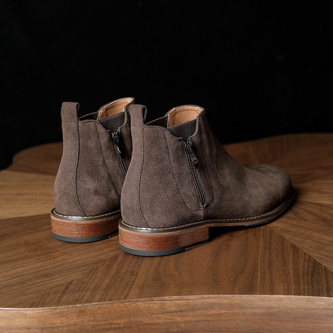Men's Suede Plain Toe Side-Zip Chelsea Ankle Boots