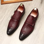 Men's Scaly Twin-Buckle Shoes: Fashion Elite-Groomsman Dress Shoes