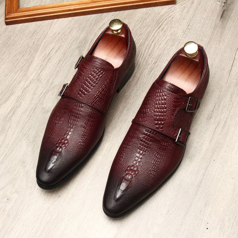 Men's Scaly Twin-Buckle Shoes: Fashion Elite-Groomsman Dress Shoes
