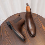 Pointed Plain Toe Leather Chelsea Boots for Men