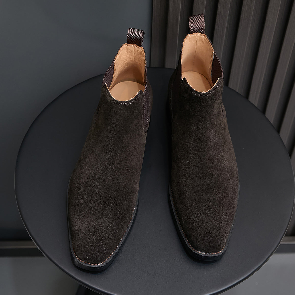 Chisel Plain Toe Suede Chelsea Boots for Men