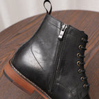 Men's Leather Moc Toe Side-Zip Lace-Up Ankle Boots