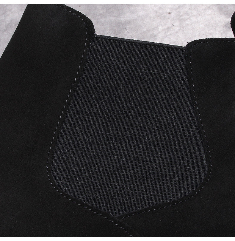 Men's black Chelsea dress boots with elastic gore and stitched pull tab