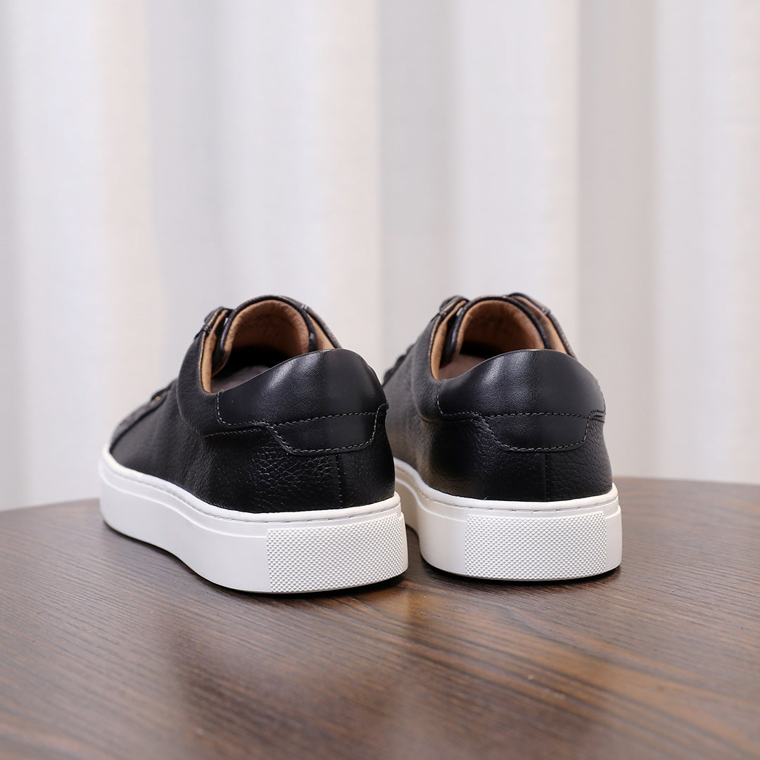 Men's Premium Pebbled Leather Burnished Sneakers