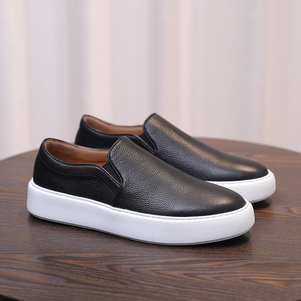 Men's Premium Pebbled Leather Slip-On Loafers