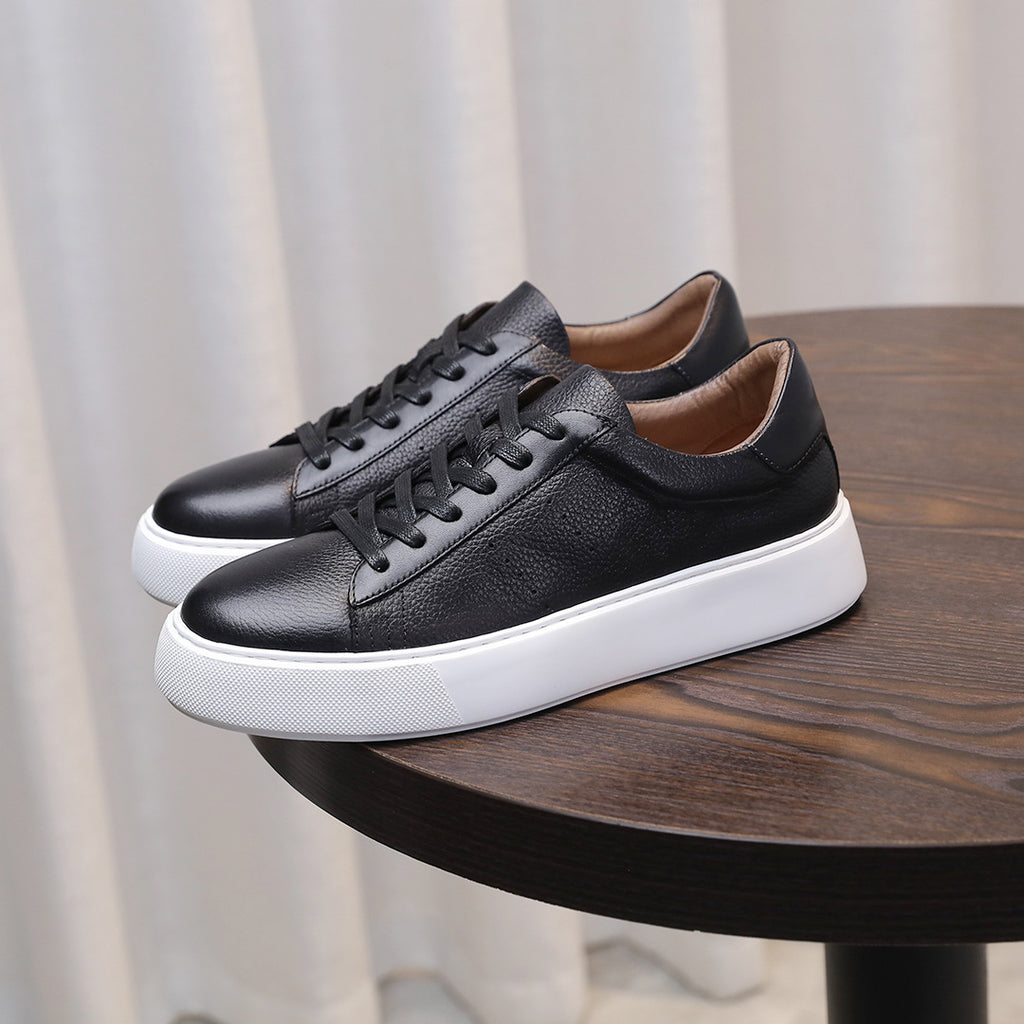 Men's Premium Pebbled Leather Classic Sneakers