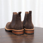 Round Plain Toe Suede Contrast-Welt Chelsea Boots for Men