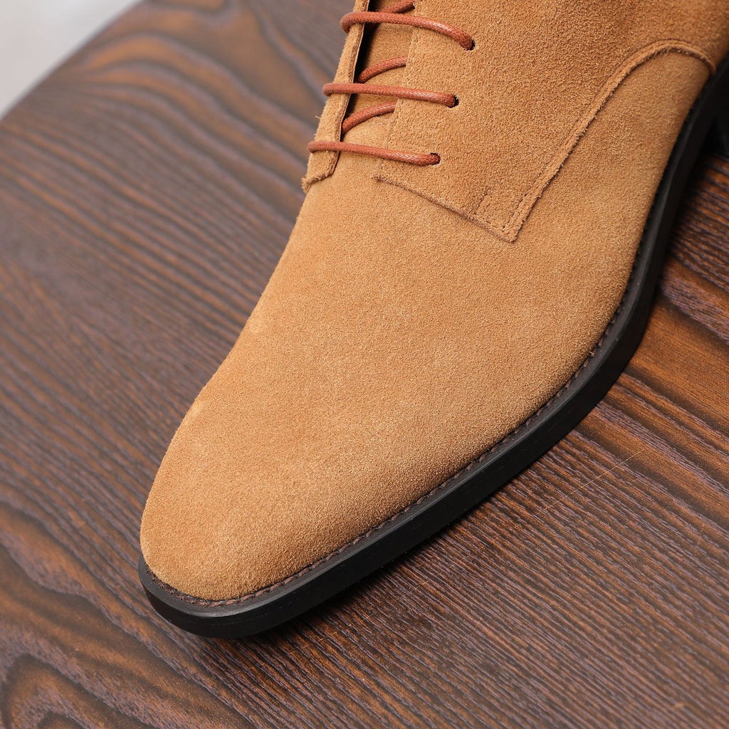 Men's Suede Chisel Plain Toe Lace-Up Ankle Dress Boots