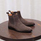 Men's Suede Chisel Plain Toe Elastic Chelsea Dress Boots