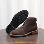 Men's Suede Plain Toe Back-Zip Lace-Up Ankle Dress Boots