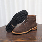 Wingtip Brogue Suede Back-Zip Lace-Up Boots for Men