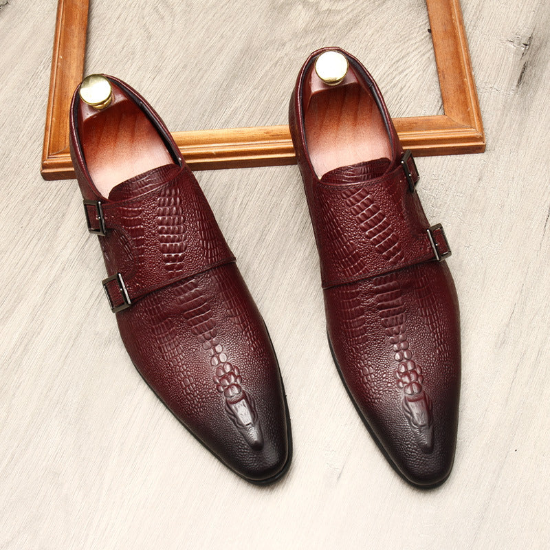 Men's Scaly Twin-Buckle Shoes: Fashion Elite-Groomsman Dress Shoes