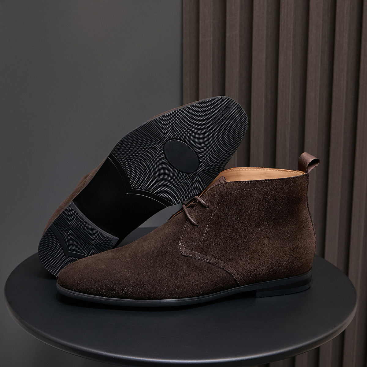 Men's Suede Chisel Plain Toe Lace-Up Chukka Dress Boots