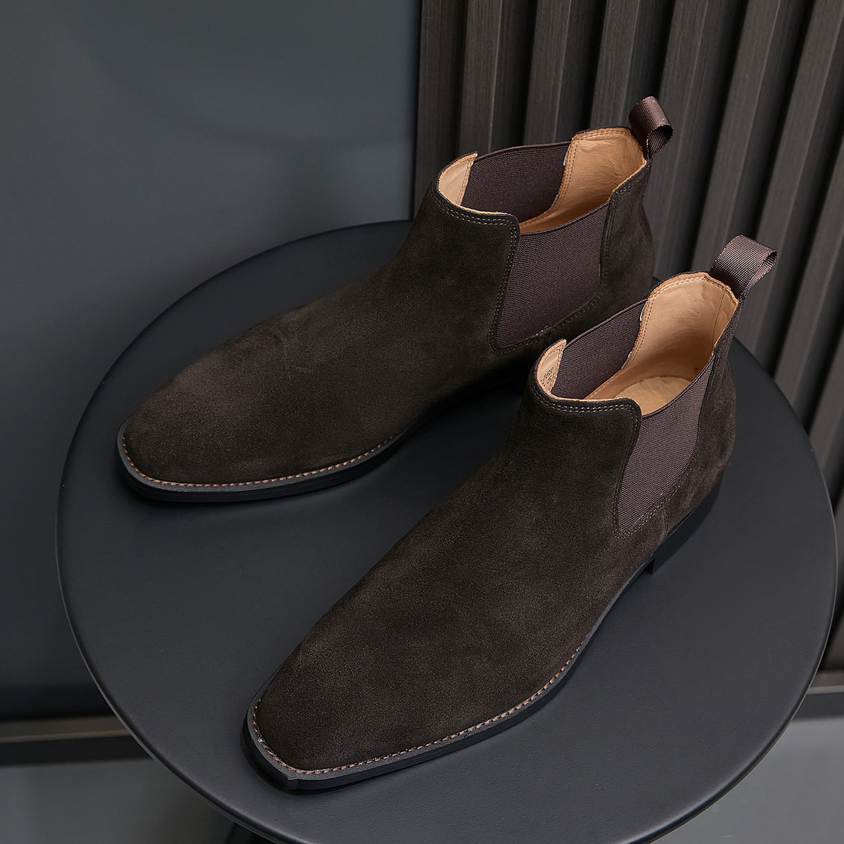 Chisel Plain Toe Suede Chelsea Boots for Men