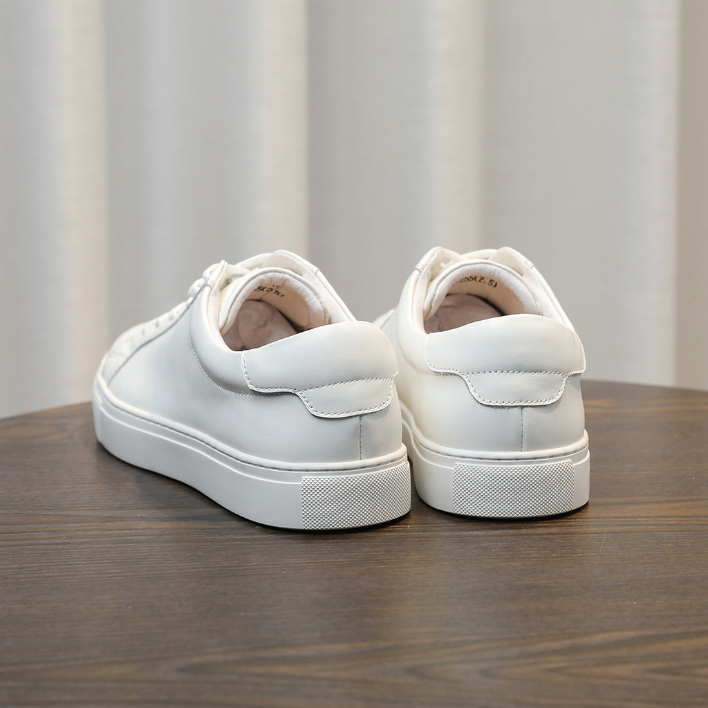 Men's Classic Triple-White Leather Low-Top Sneakers