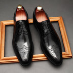 all leather men's Brogue dress shoes Business Lace-up Derby shoes