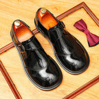 Men's Classic Round Toe Single Monk Strap Leather Formal Shoes