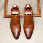 Men's Stitched Cap Toe Pointed Dress Loafers