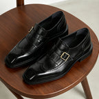 Men's Square Toe Single Monk Strap Leather Formal Shoes