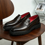 Men's Minimalist Square Toe Thick Sole Leather Loafers
