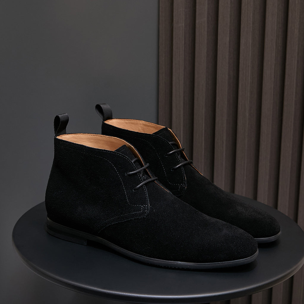 Men's Suede Chisel Plain Toe Lace-Up Chukka Dress Boots