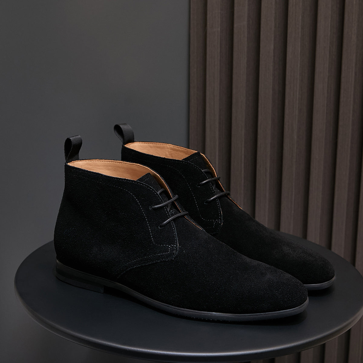 Men's Suede Chisel Plain Toe Lace-Up Chukka Dress Boots