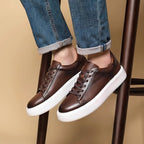 Men's Premium Pebbled Leather Classic Sneakers
