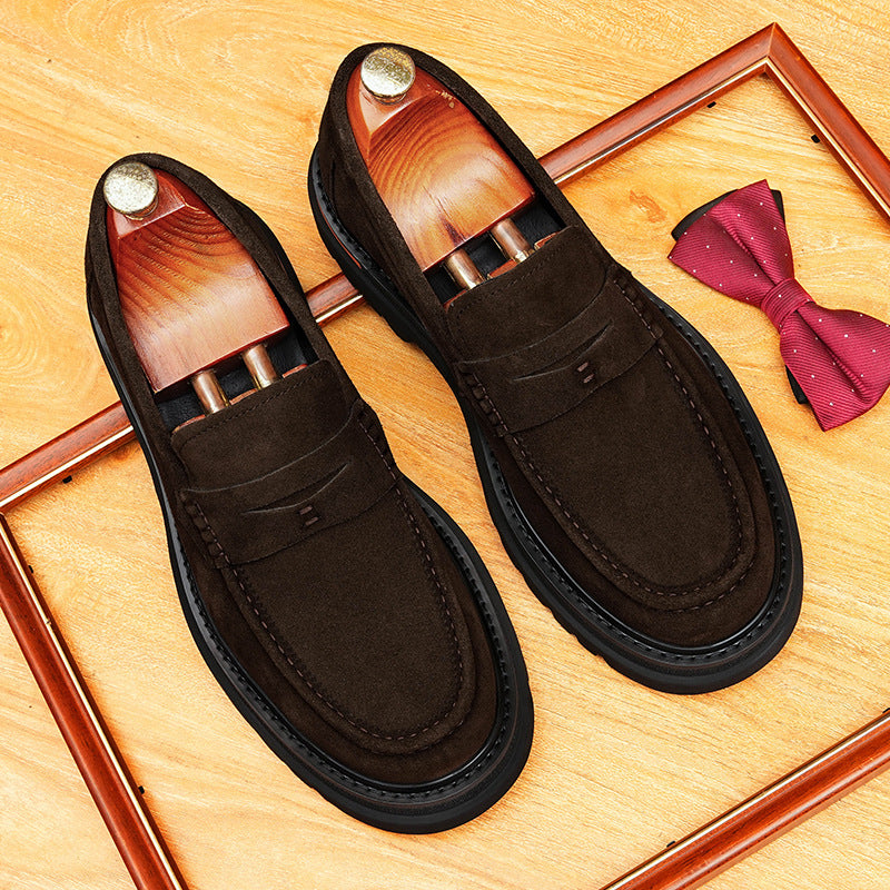 Men's Suede Chunky Sole Slip-On Formal Loafers
