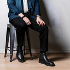 Men's Leather Plain Toe Elastic Gore Chelsea Dress Boots