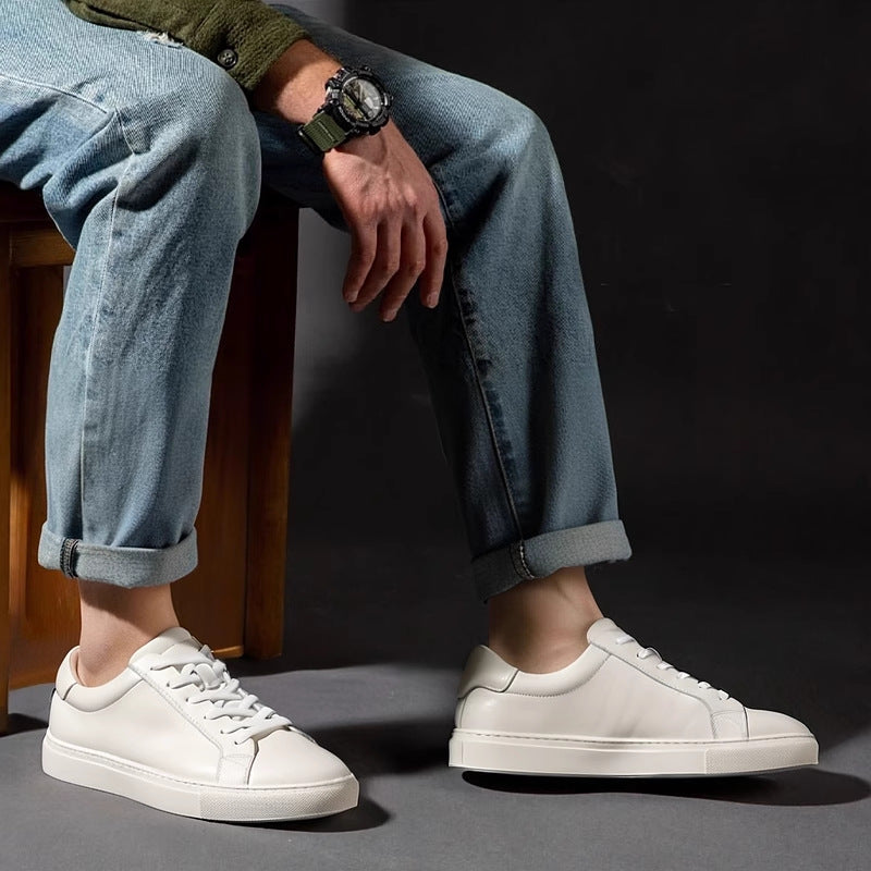 Men's Classic Triple-White Leather Low-Top Sneakers