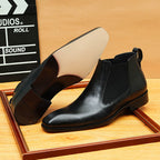 Men's Genuine Leather Slip-On Chelsea Dress Boots