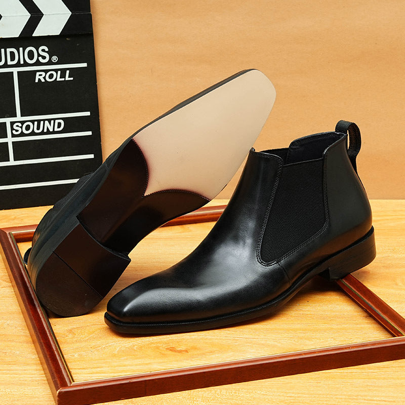 Men's Genuine Leather Slip-On Chelsea Dress Boots