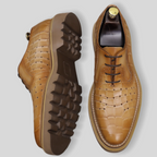 Men's Croc Embossed Leather Chunky Lug Sole Perforated Oxfords