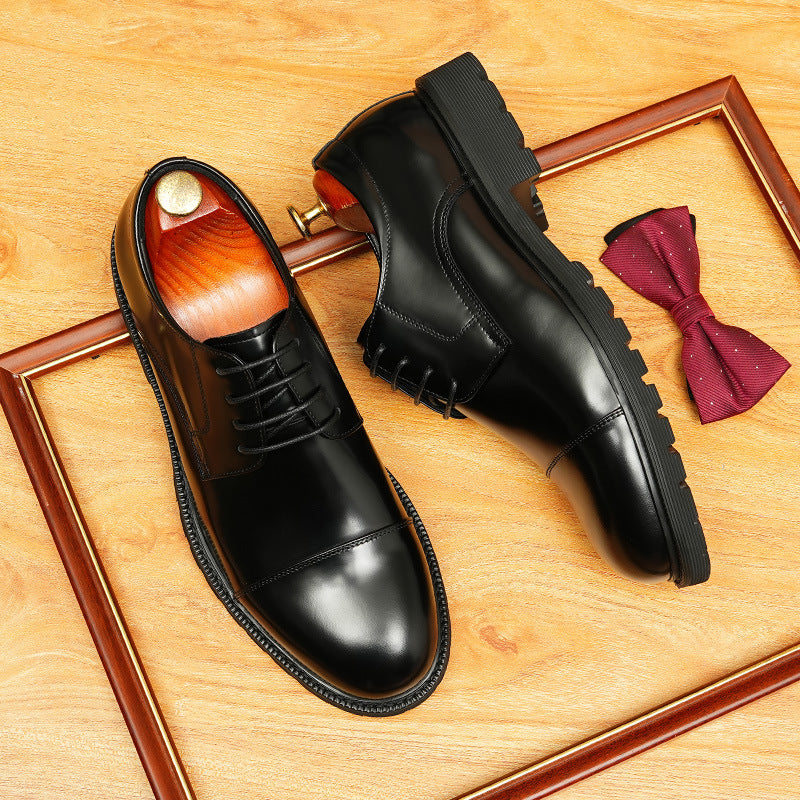 Black Cap Toe Oxford Men's Smart Casual Dress Shoes
