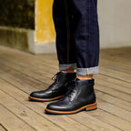 Men's Leather Wingtip Brogue Back-Zip Ankle Dress Boots