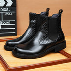 Men's Classic Round Toe Slip-On Leather Chelsea Boots